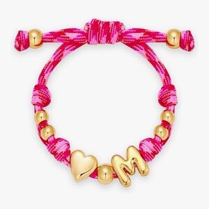 NEW 14K Gold-Plated Knotty Bubble Letter Initial Heart Bracelet